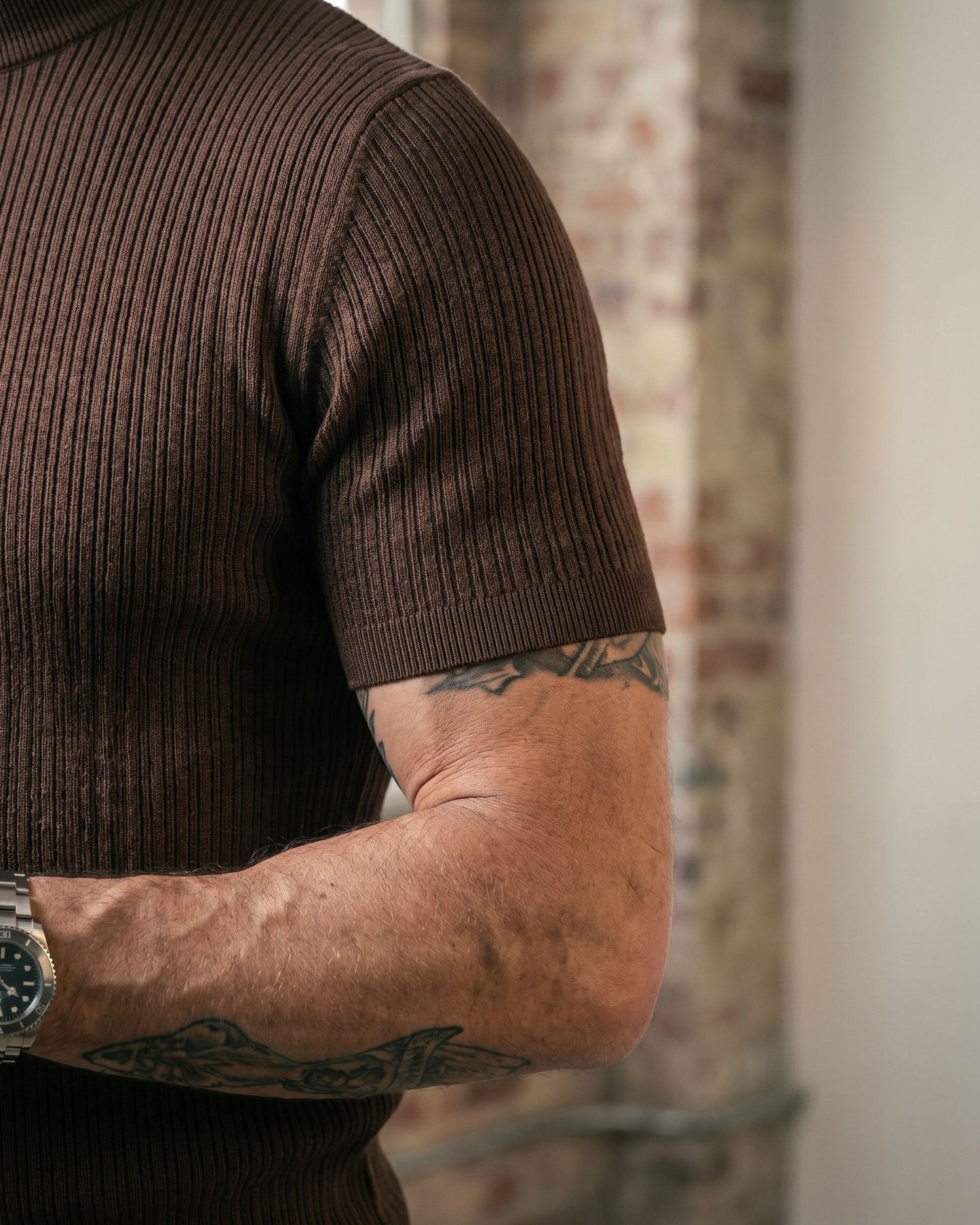 Antonio Ribbed Mock Neck Knit