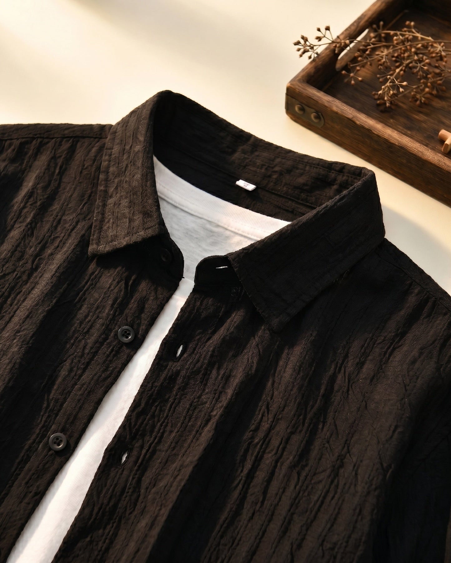 Valentino Cotton-Rayon Crinkle Shirt